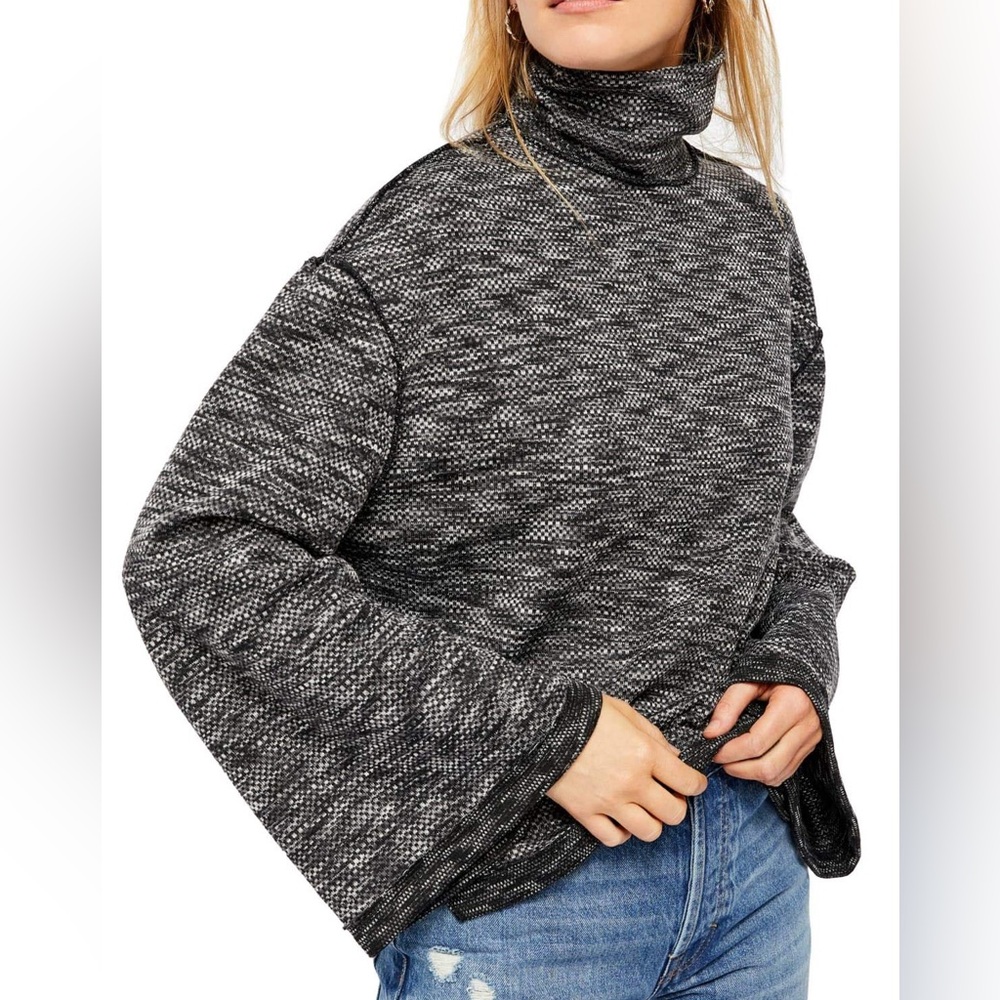 Free People Sunny Days Turtleneck Sweater Heather Black (XS)